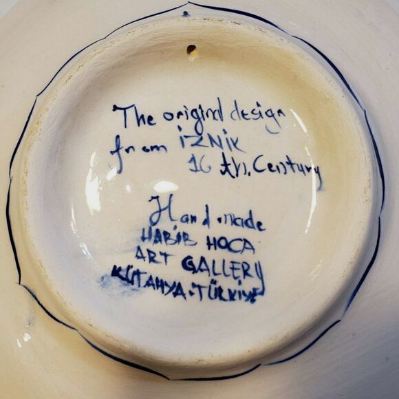 Kutahya Signed Art Turkish Pottery Hand Plate 7" - Picture 5 of 8